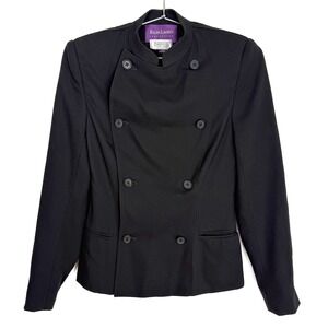 VTG Ralph Lauren Collection Purple Label Black‎ Wool Military Blazer Size 6